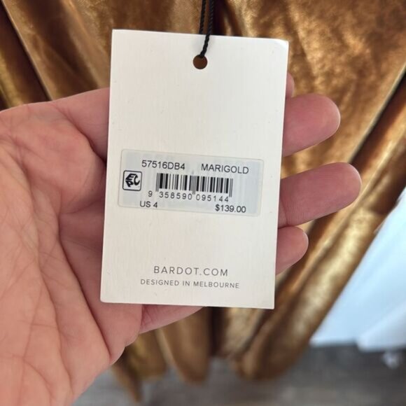 Bardot Silky Bronze Capri Velour Slip Dress in Marigold Women's Size US 4 NWT - Picture 9 of 9